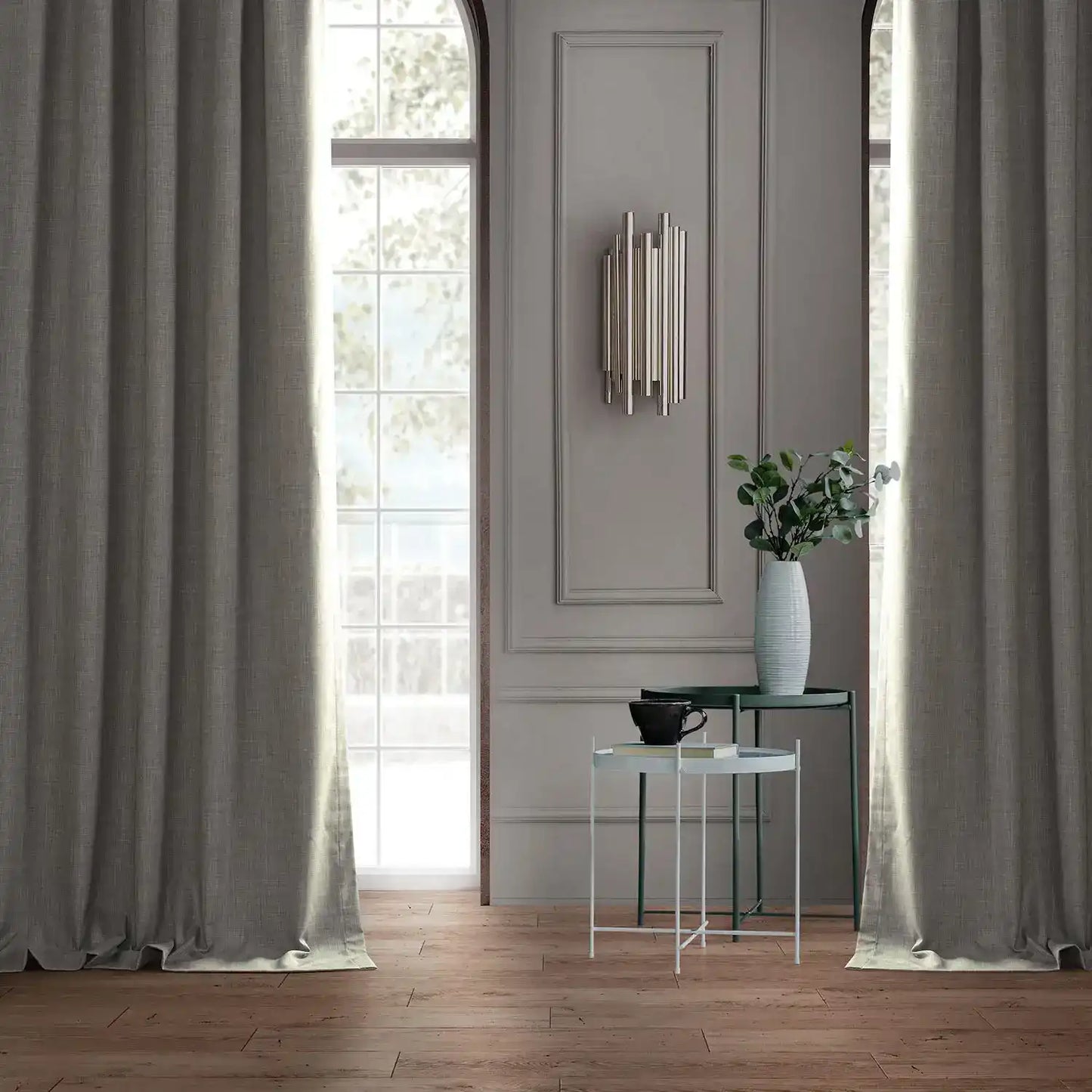 Dark Greige Performance Linen Custom Curtain
