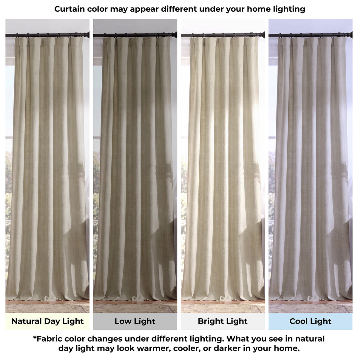 Light Beige Extra Wide Performance Linen Hotel Blackout Curtain