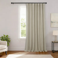 Light Beige Extra Wide Performance Linen Hotel Blackout Curtain
