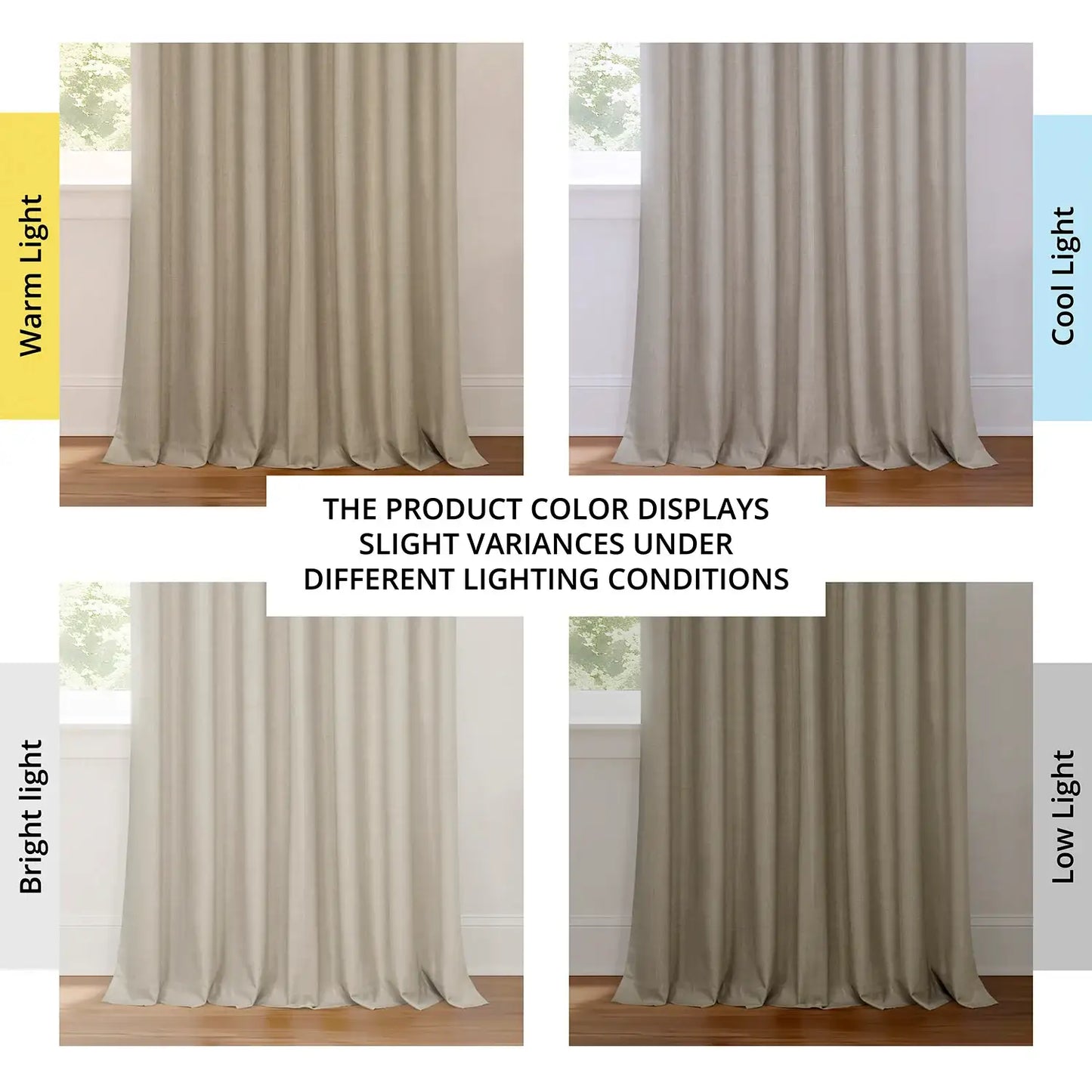 Light Beige Extra Wide Performance Linen Hotel Blackout Curtain