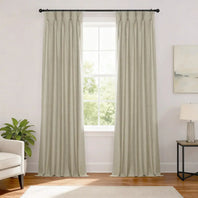Light Beige Pinch Pleat Performance Linen Hotel Blackout Curtain