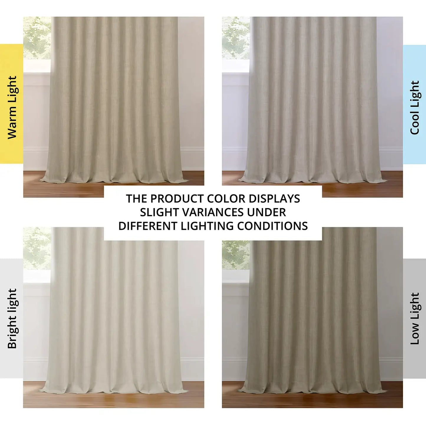 Light Beige Pinch Pleat Performance Linen Hotel Blackout Curtain