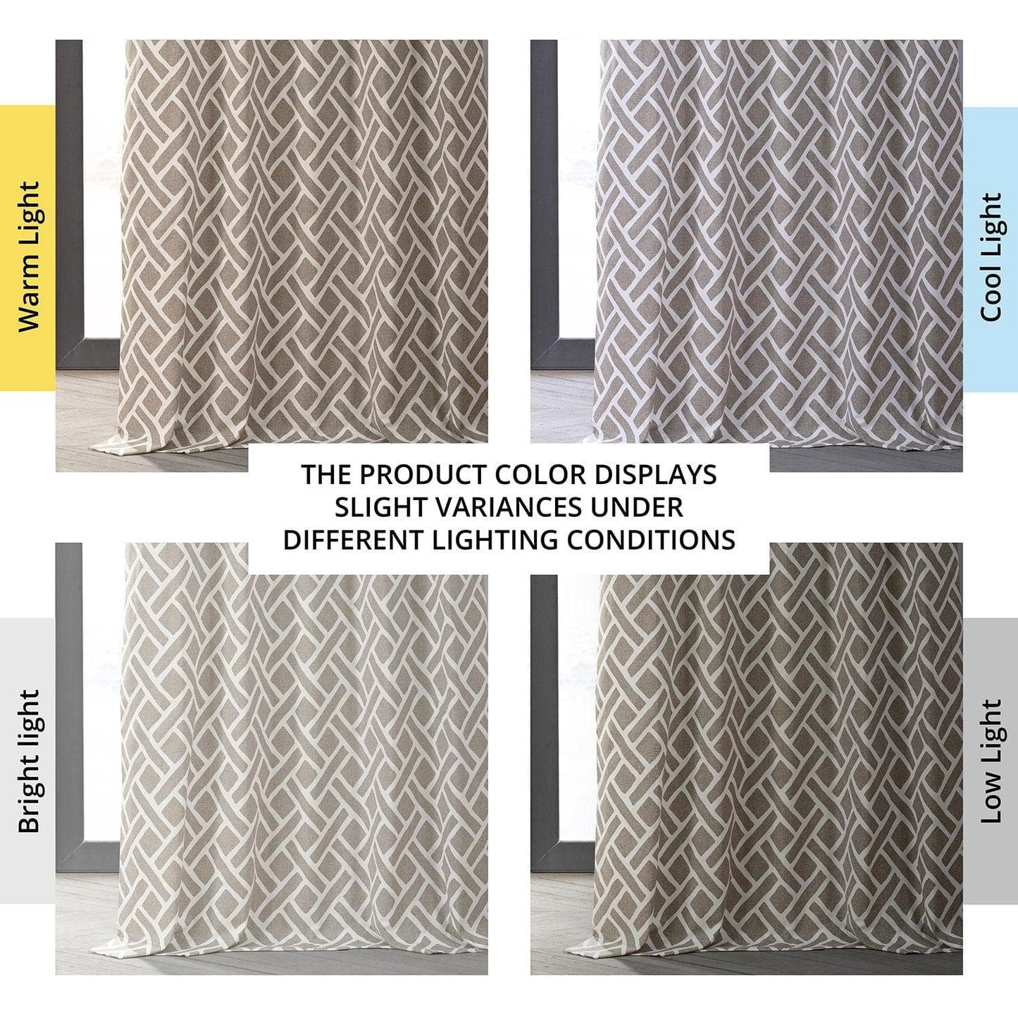 Martinique Taupe Printed Cotton Hotel Blackout Curtain - HalfPriceDrapes.com