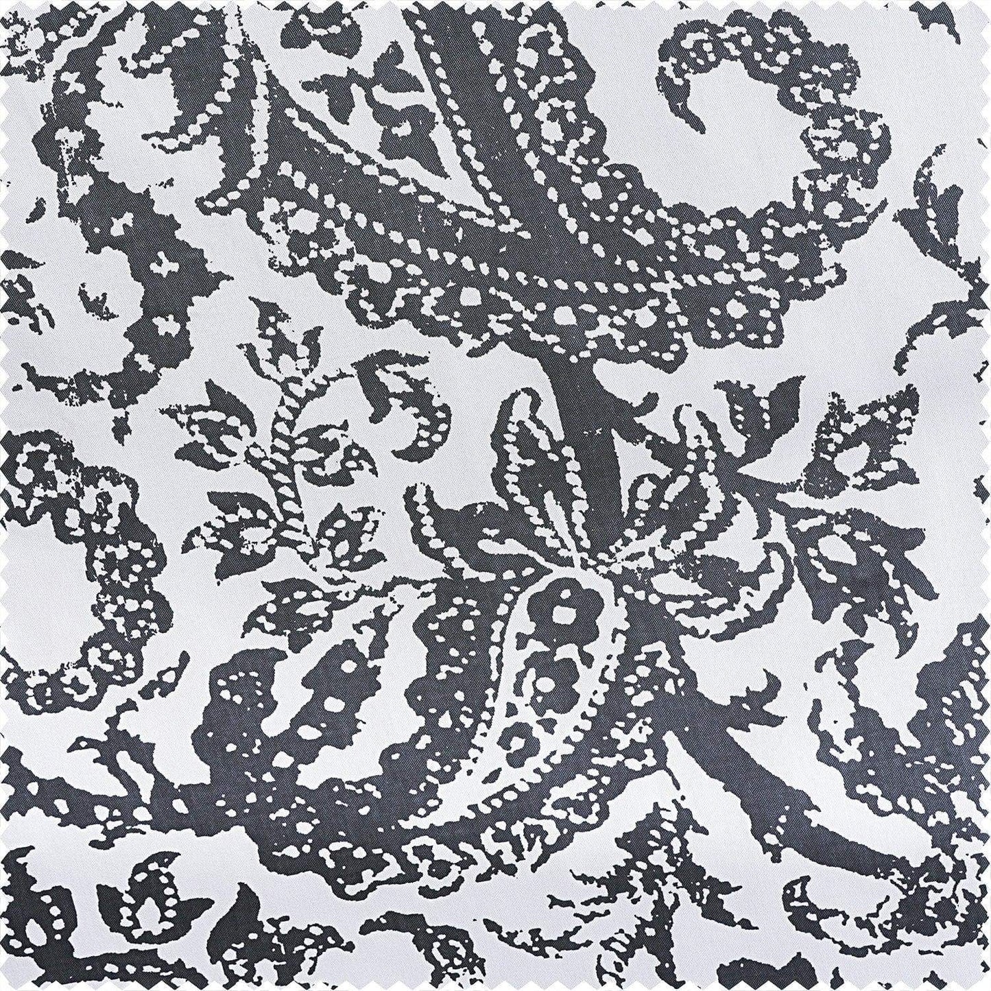 Edina Grey Printed Cotton Blackout Swatch - HalfPriceDrapes.com