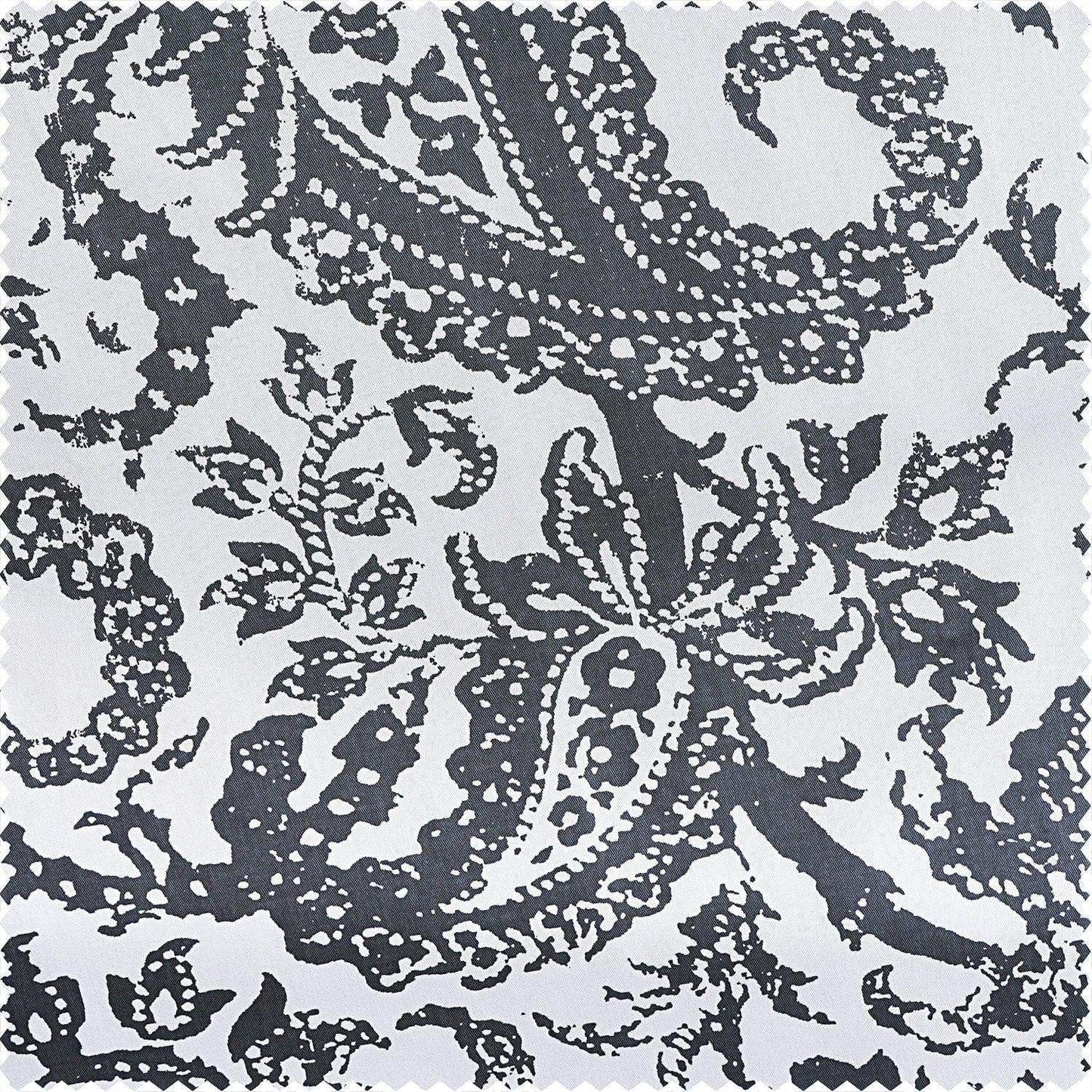 Edina Grey Printed Cotton Blackout Swatch - HalfPriceDrapes.com