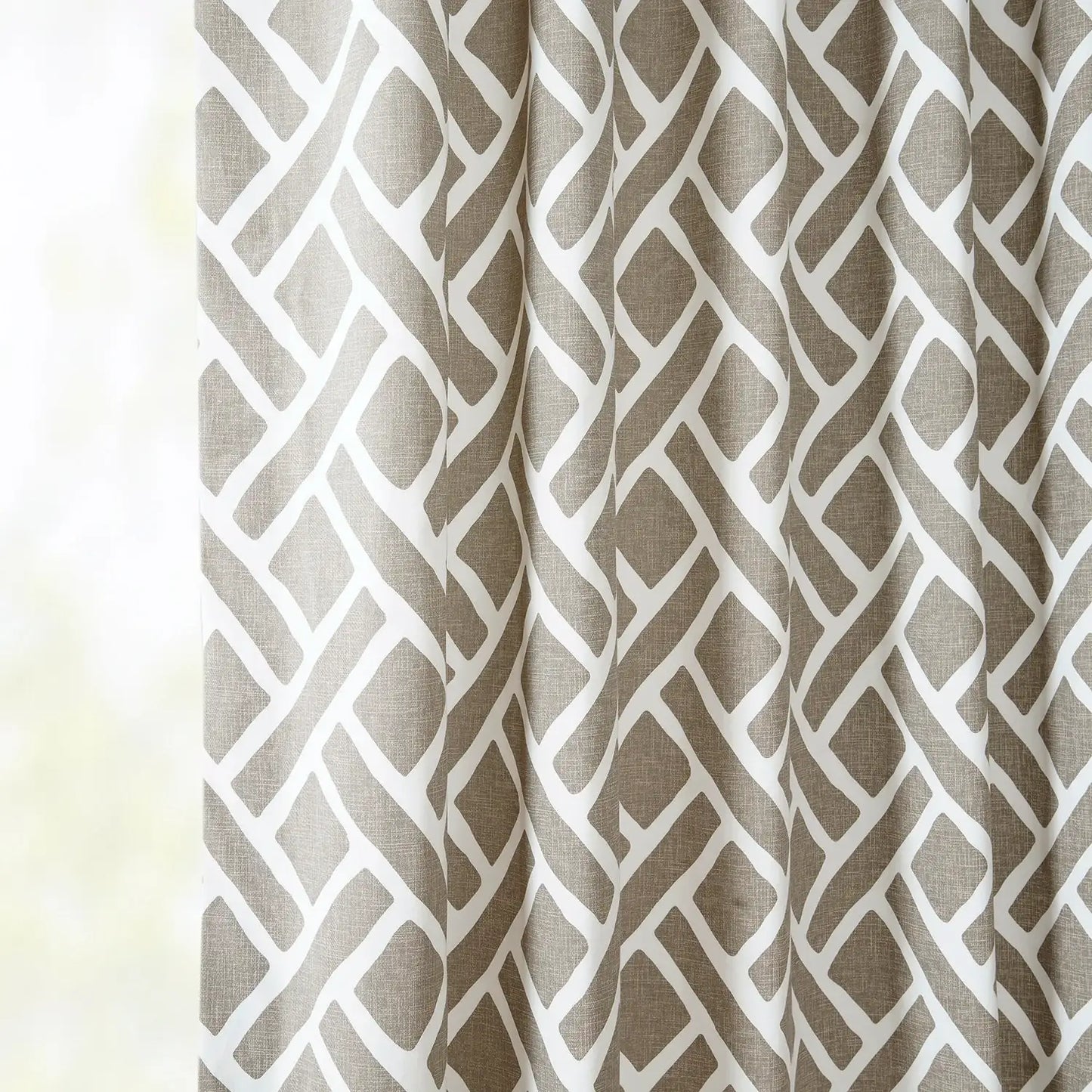 Martinique Taupe Geometric Printed Cotton Custom Curtain