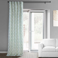 Garden Path Slate Blue Printed Cotton Custom Curtain - HalfPriceDrapes.com