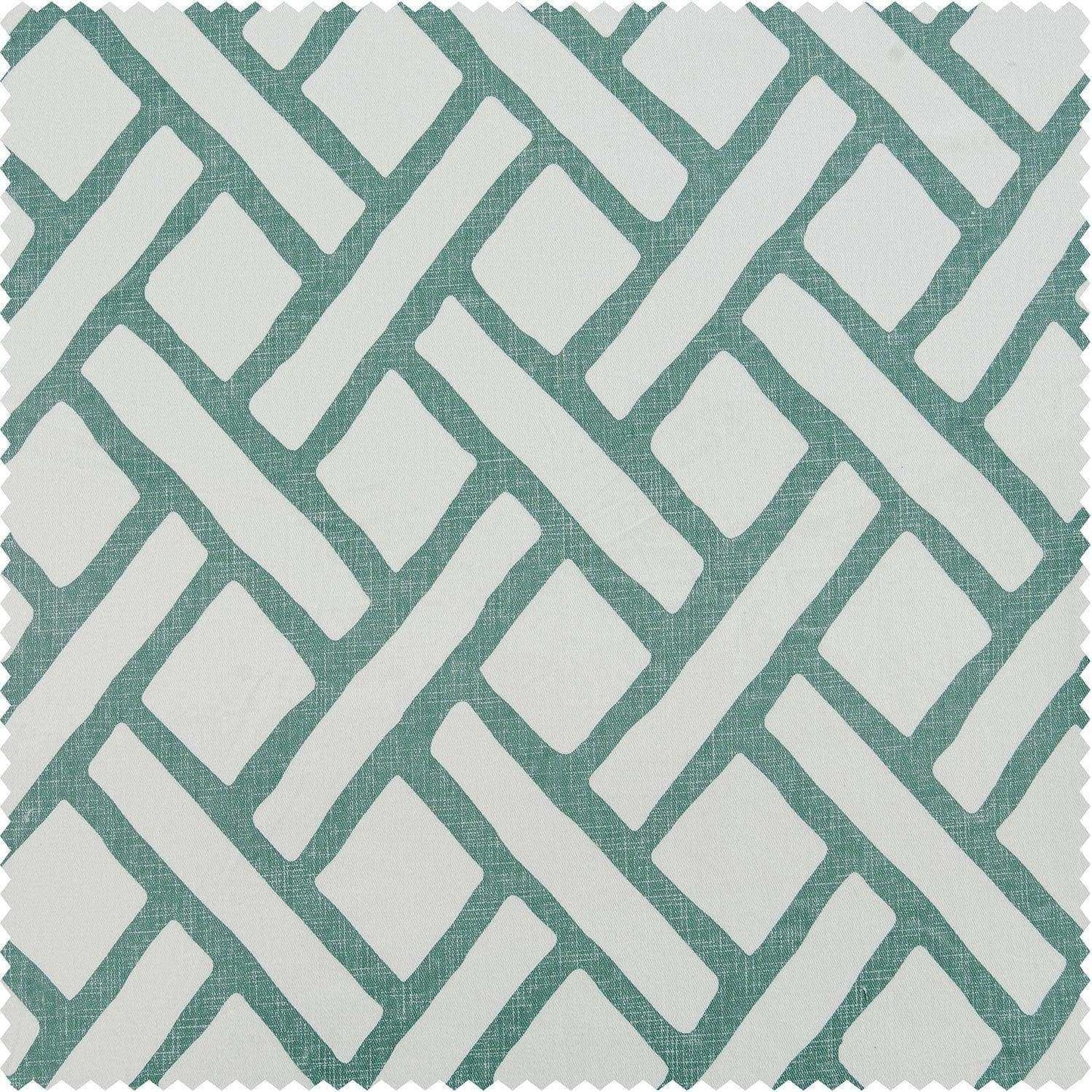 Garden Path Slate Blue Printed Cotton Custom Curtain - HalfPriceDrapes.com