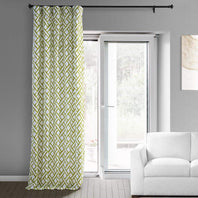 Garden Path Moss Green Printed Cotton Custom Curtain - HalfPriceDrapes.com