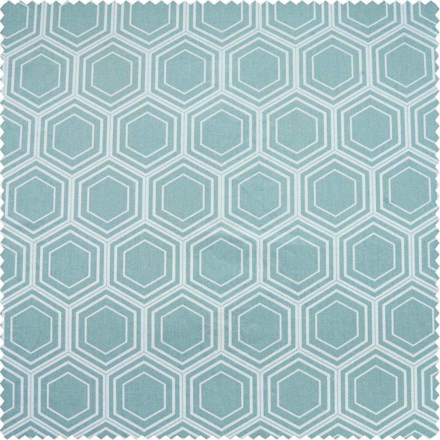 Honeycomb Ripple Aqua Printed Cotton Custom Curtain - HalfPriceDrapes.com