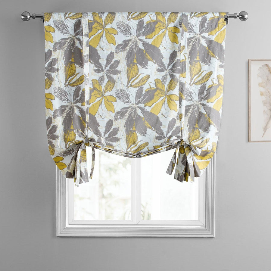 Sunny Day Gold Printed Cotton Tie-Up Window Shade - HalfPriceDrapes.com