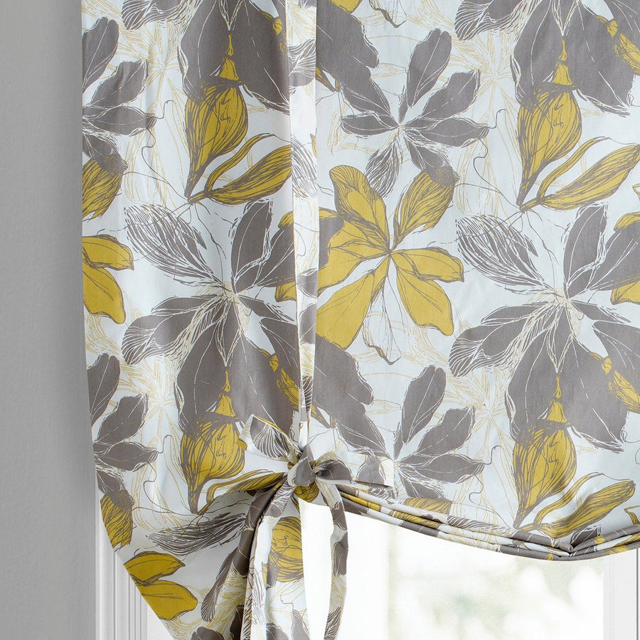 Sunny Day Gold Printed Cotton Tie-Up Window Shade - HalfPriceDrapes.com