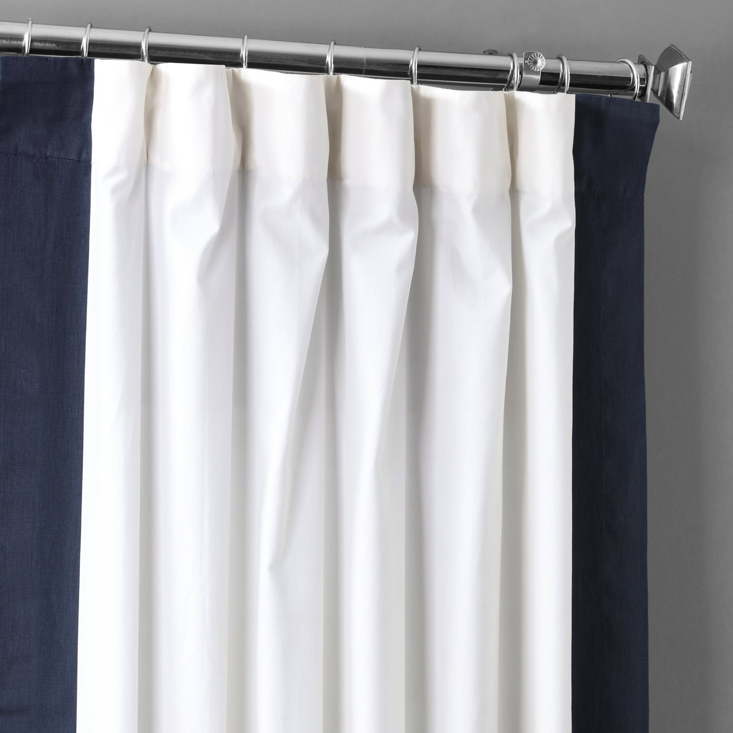 Fresh Popcorn & Polo Navy Bordered Vertical Printed Cotton Custom Curtain