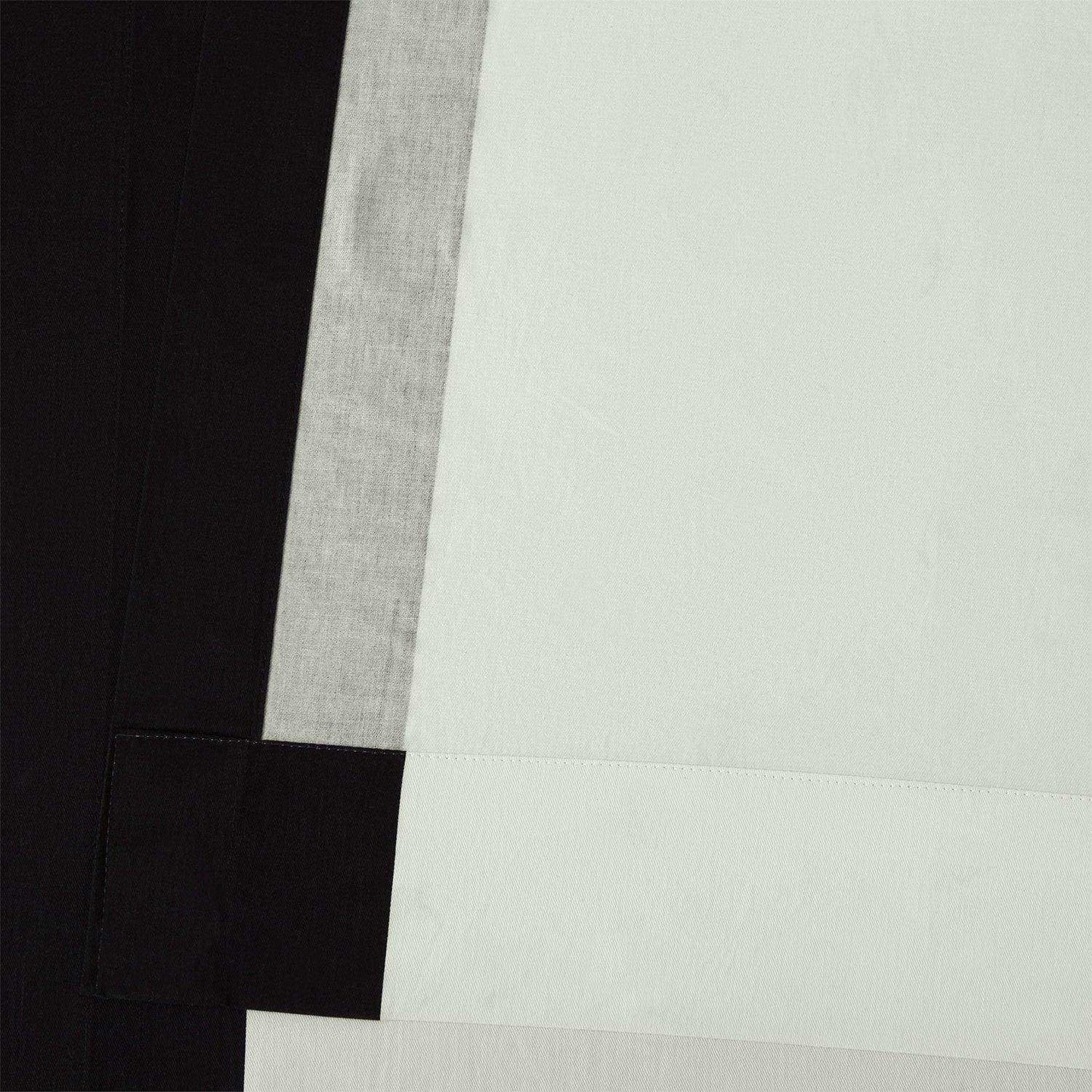 Fresh Popcorn & Black Bordered French Pleat Vertical Printed Cotton Curtain