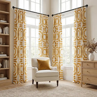 Mecca Gold Geometric Printed Cotton Custom Curtain