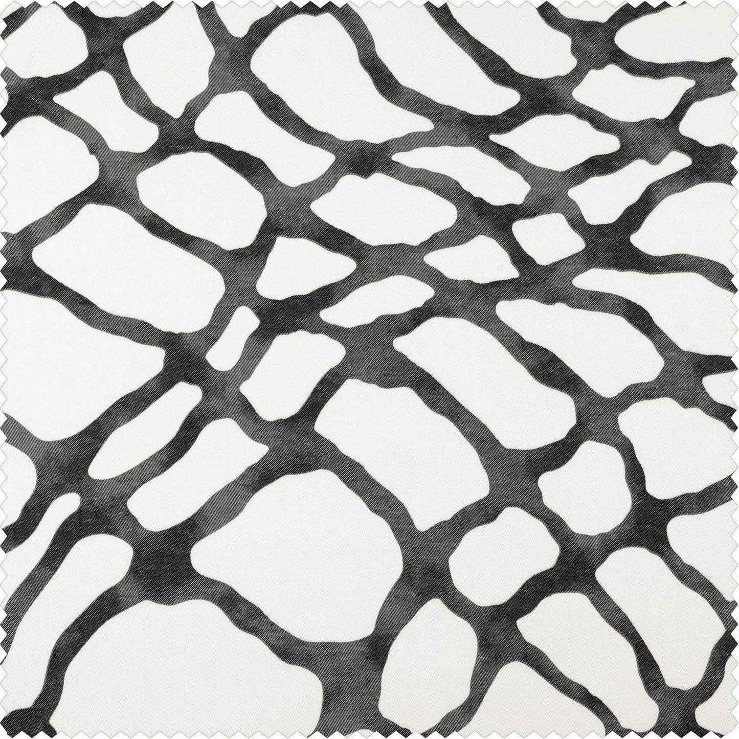 Ellis Black Printed Cotton Custom Curtain - HalfPriceDrapes.com