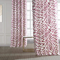 Ellis Pink Printed Cotton Custom Curtain - HalfPriceDrapes.com