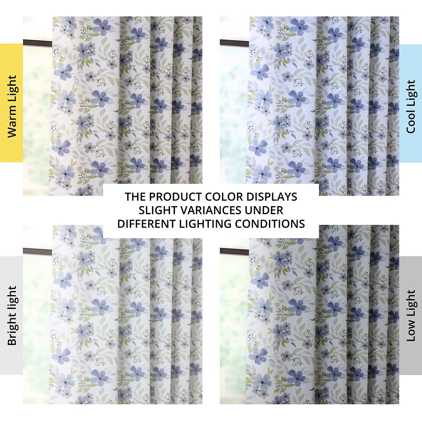 Blossoms Blue Floral Blossom Printed Shower Curtain