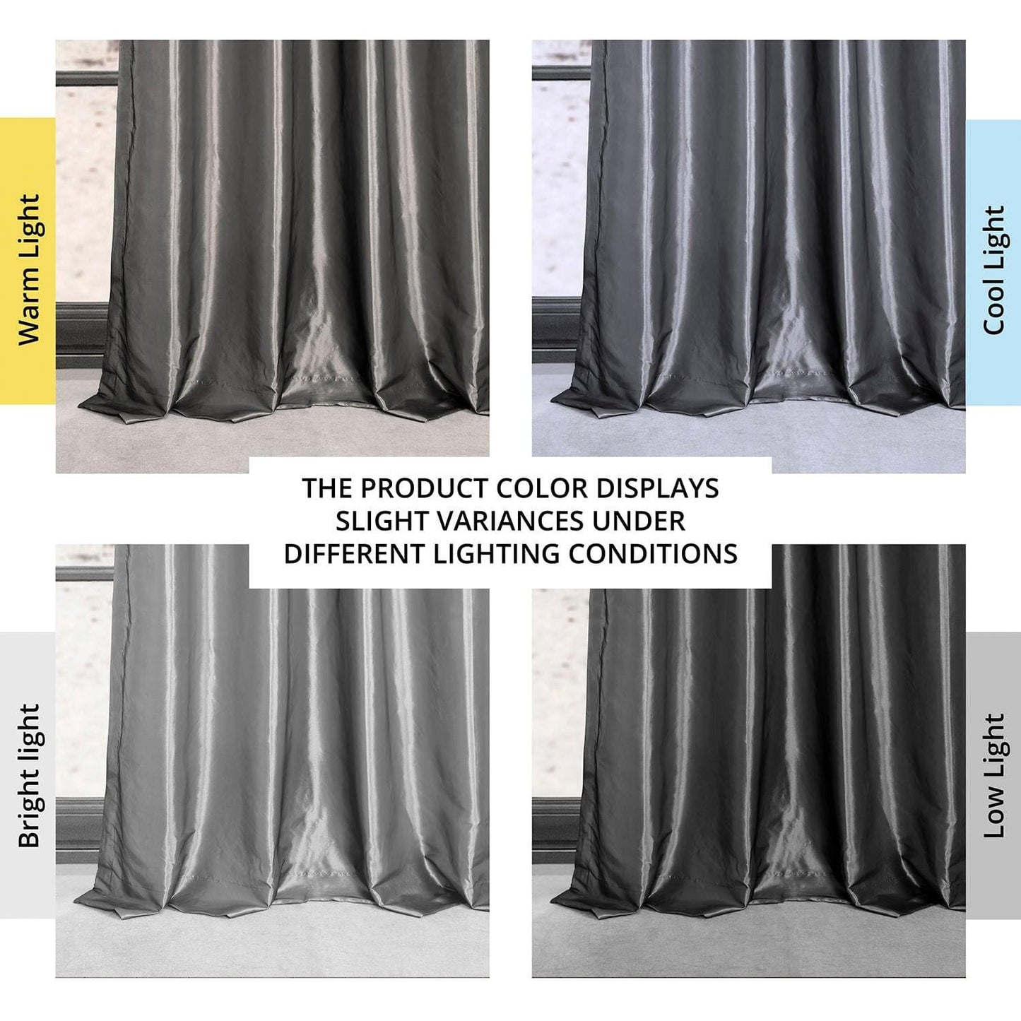 Graphite Grommet Faux Silk Taffeta Blackout Curtain - HalfPriceDrapes.com