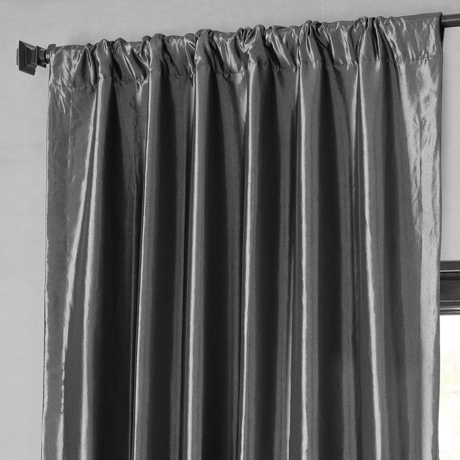 Graphite Faux Silk Taffeta Blackout Curtain - HalfPriceDrapes.com