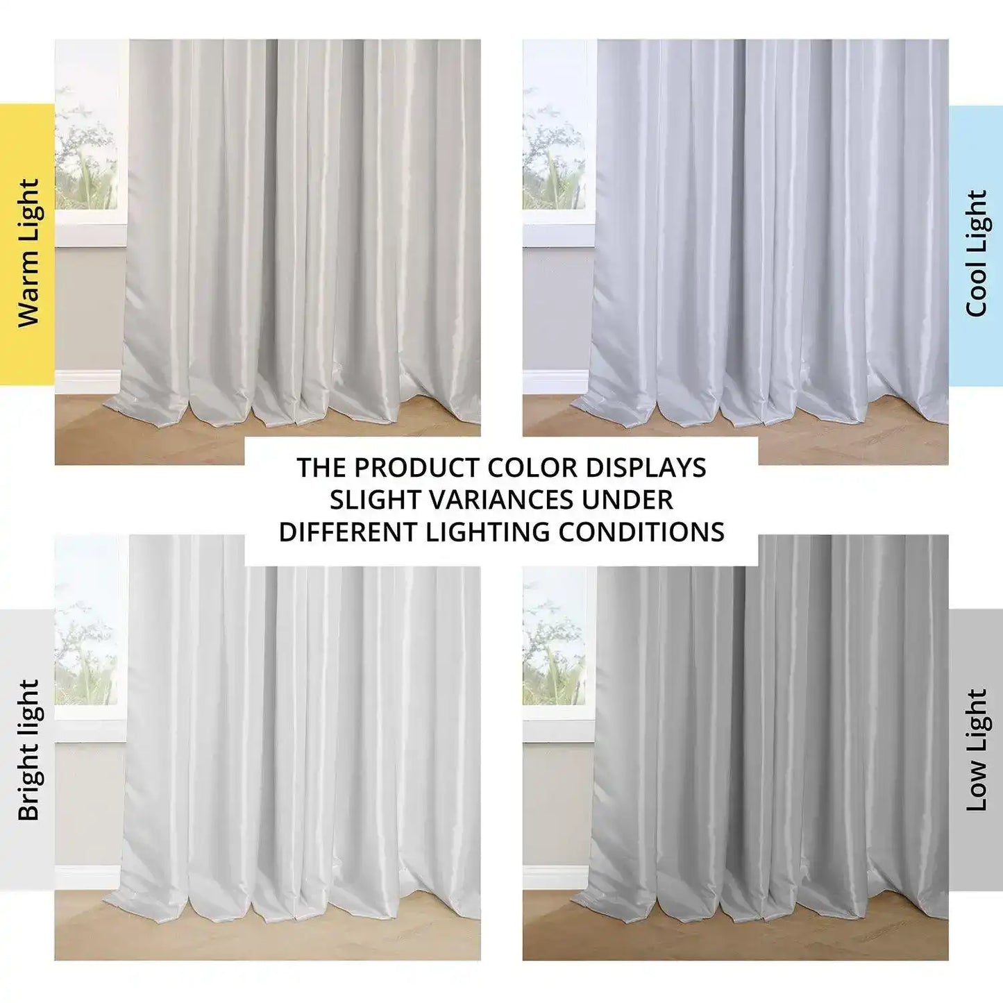 Eggshell French Pleat Faux Silk Taffeta Blackout Curtain - HalfPriceDrapes.com
