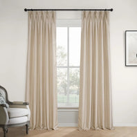 Antique Beige French Pleat Faux Silk Taffeta Blackout Curtain - HalfPriceDrapes.com