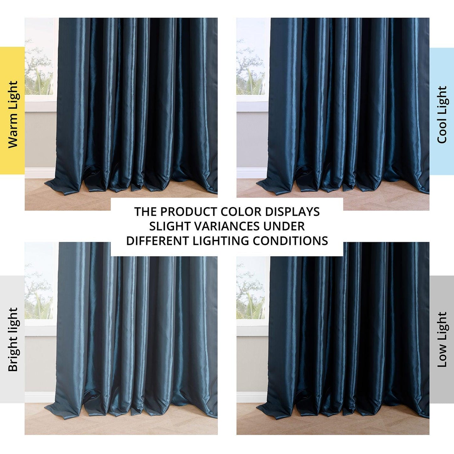 Navy Blue French Pleat Faux Silk Taffeta Blackout Curtain - HalfPriceDrapes.com