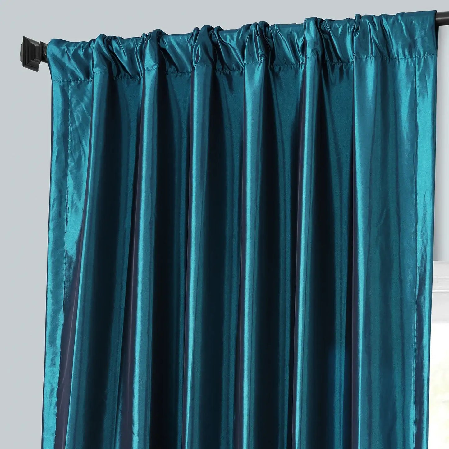 Mediterranean Solid Faux Silk Taffeta Custom Curtain