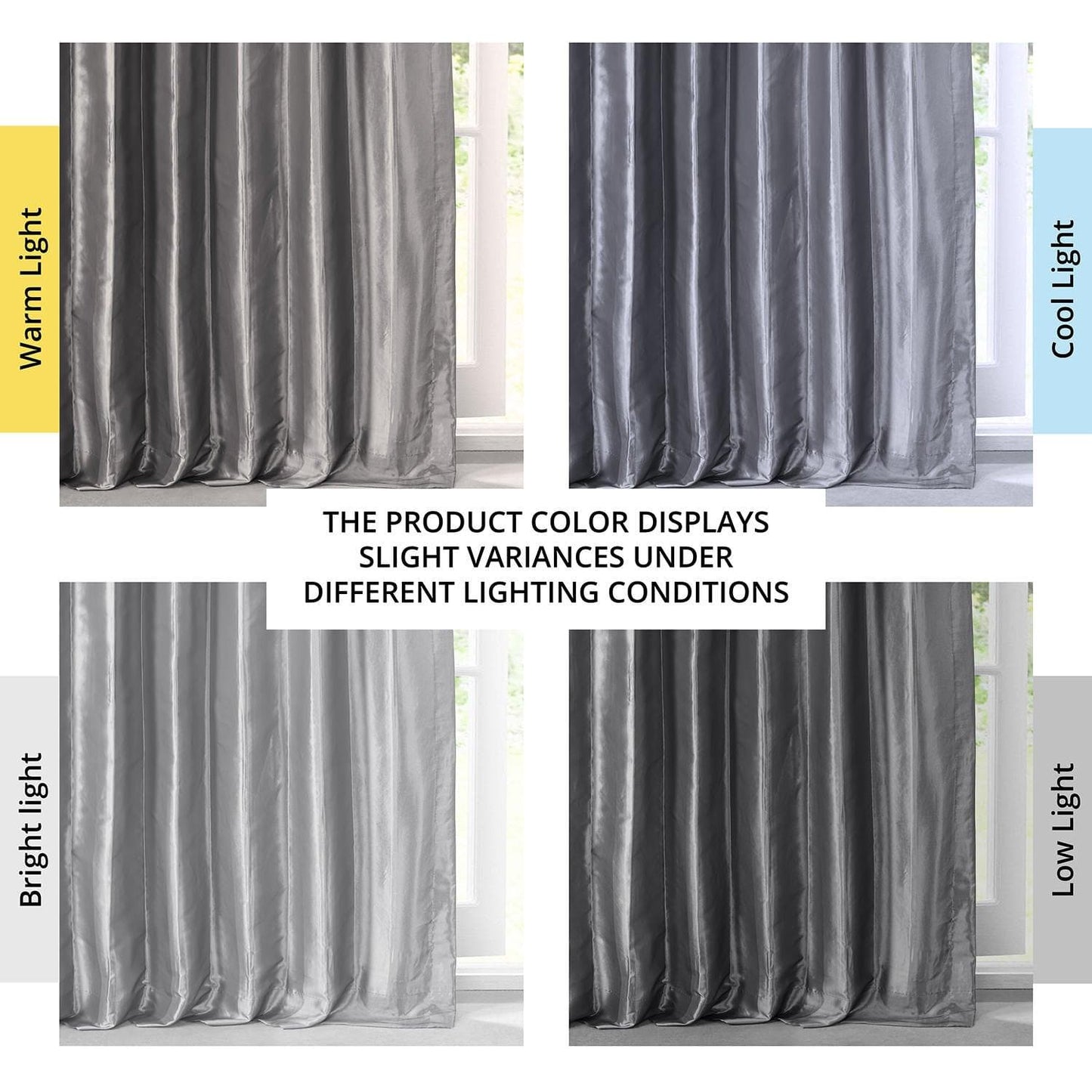 Platinum Solid Faux Silk Taffeta Curtain - HalfPriceDrapes.com