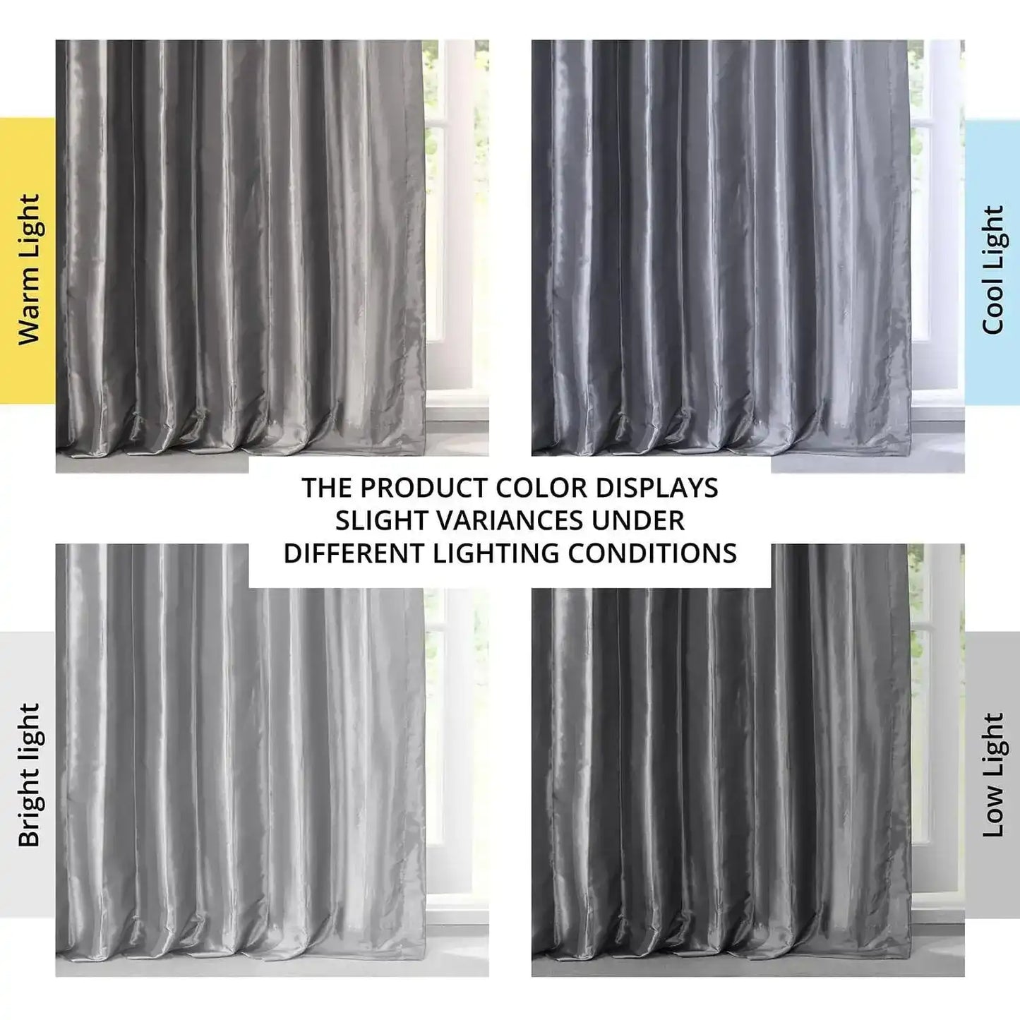 Platinum Solid Faux Silk Taffeta Curtain - HalfPriceDrapes.com