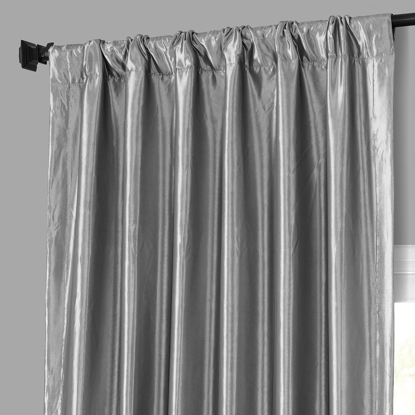 Platinum Solid Faux Silk Taffeta Custom Curtain