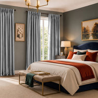 Platinum Solid Faux Silk Taffeta Custom Curtain