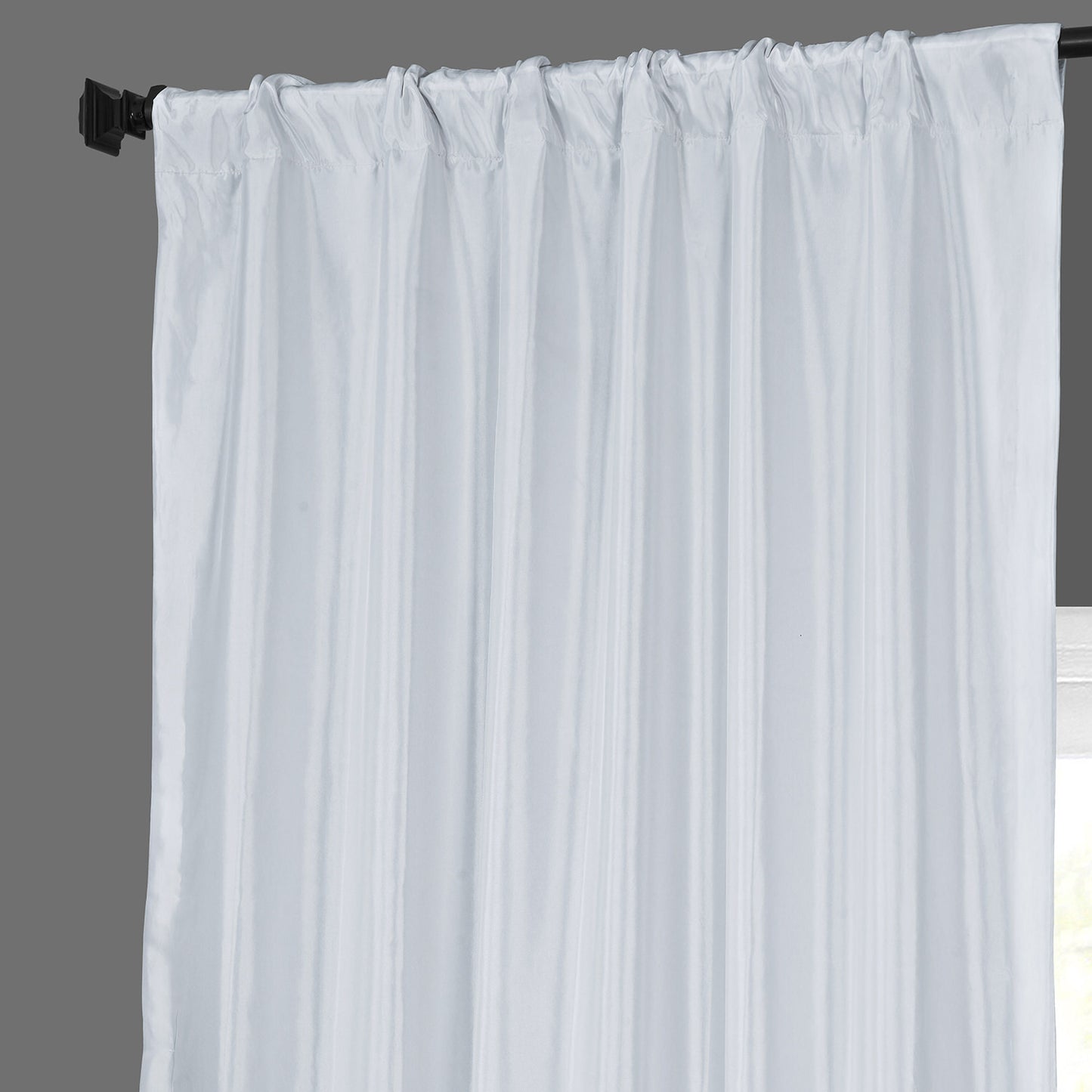White Solid Faux Silk Taffeta Custom Curtain