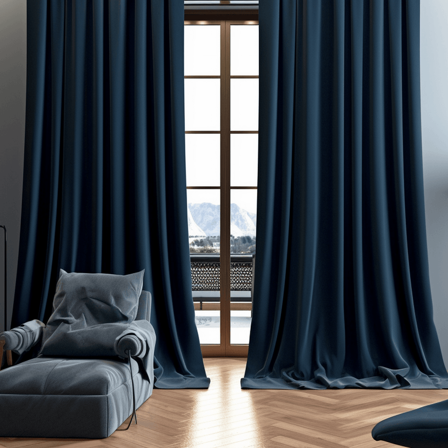 Polo Navy Solid Cotton Custom Curtain - HalfPriceDrapes.com