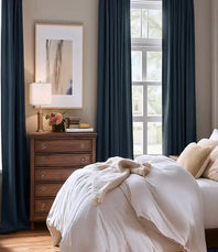 Polo Navy Solid Cotton Custom Curtain