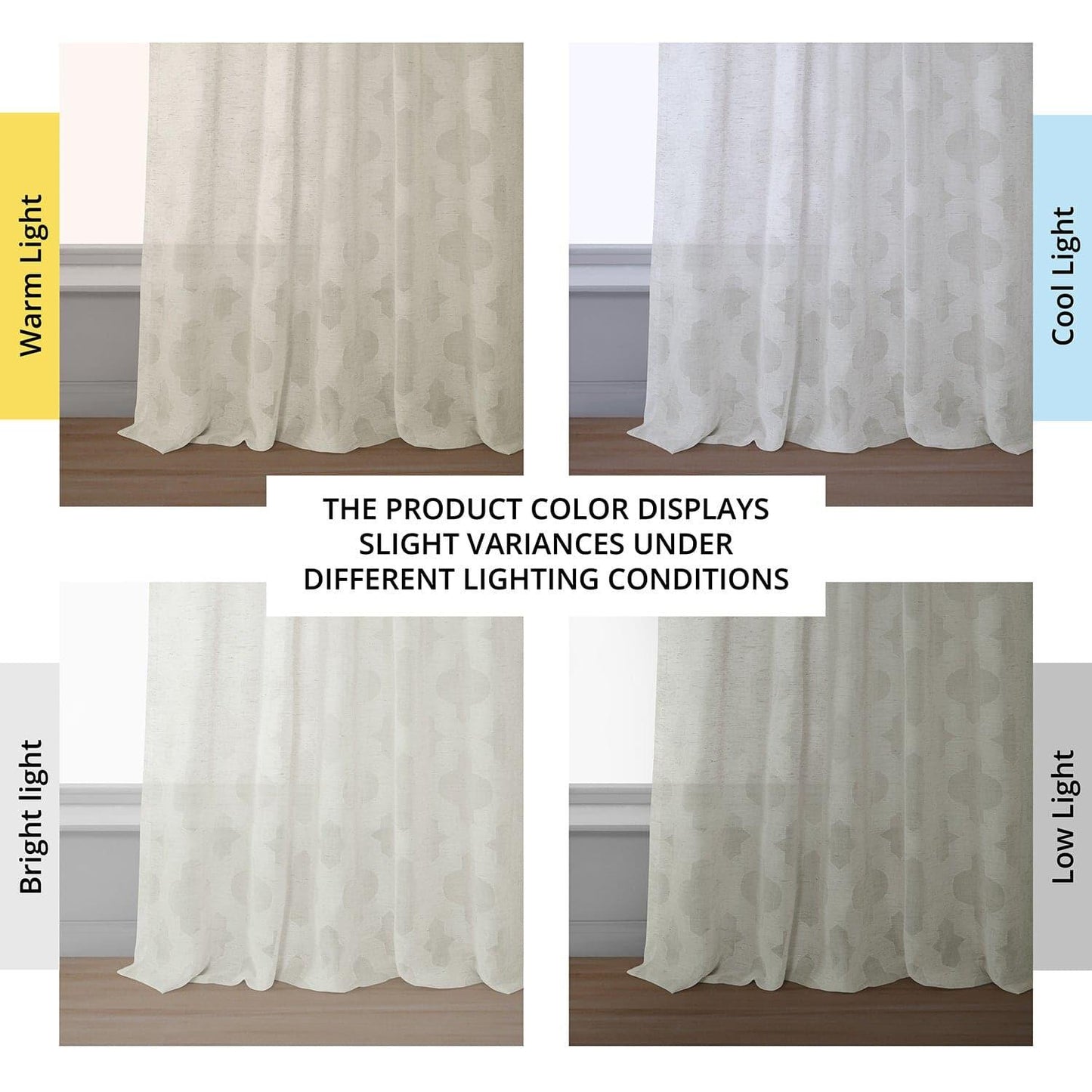 Calais Tile Cream Patterned Faux Linen Sheer Curtain - HalfPriceDrapes.com