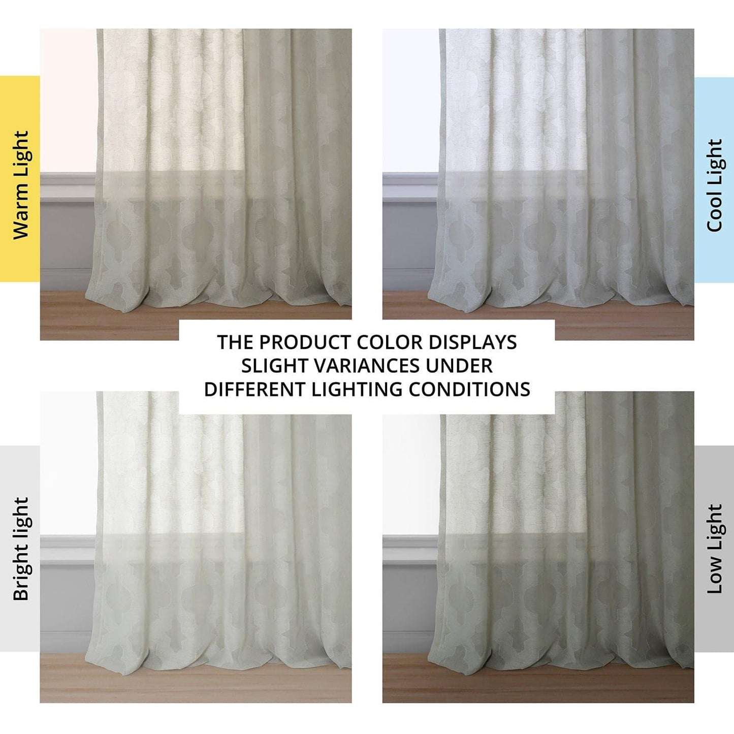 Calais Tile Grey Patterned Faux Linen Sheer Curtain - HalfPriceDrapes.com