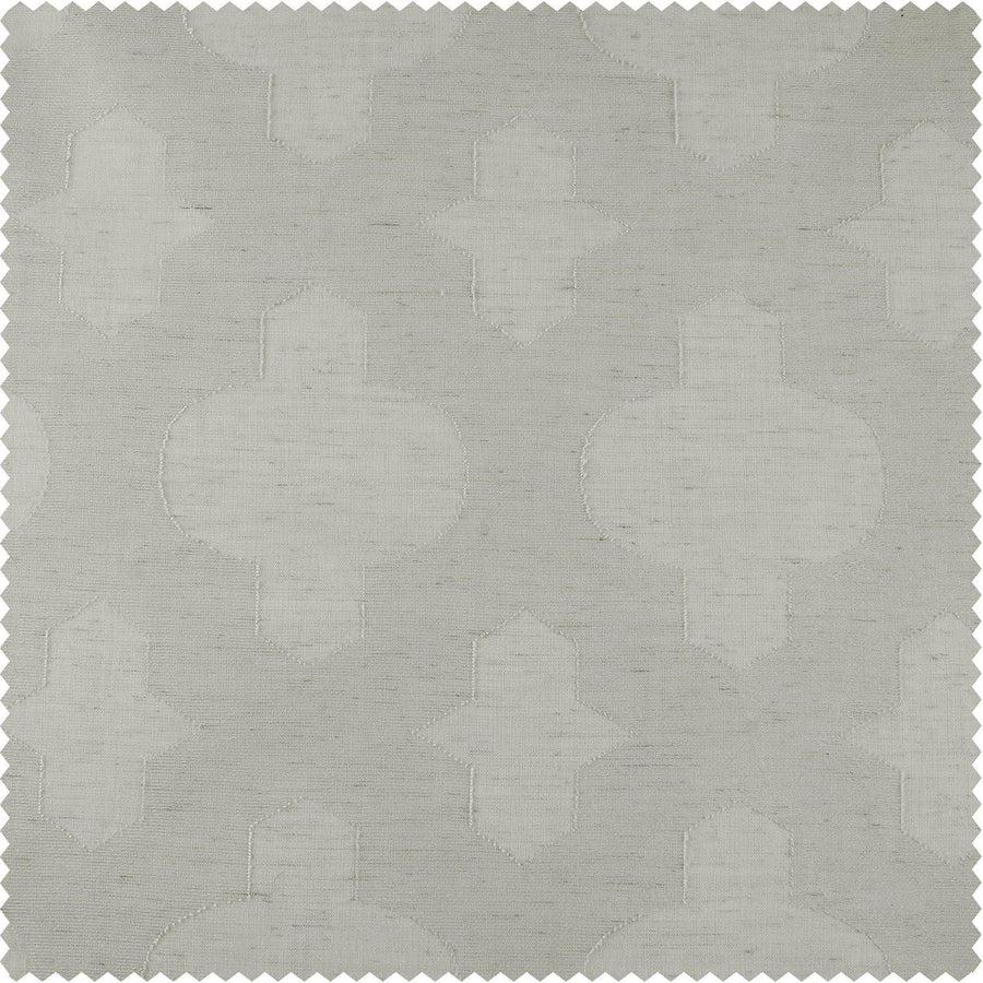 Calais Tile Grey Patterned Faux Linen Sheer Swatch - HalfPriceDrapes.com