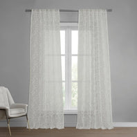 Paris Scroll Patterned Faux Linen Sheer Curtain - HalfPriceDrapes.com