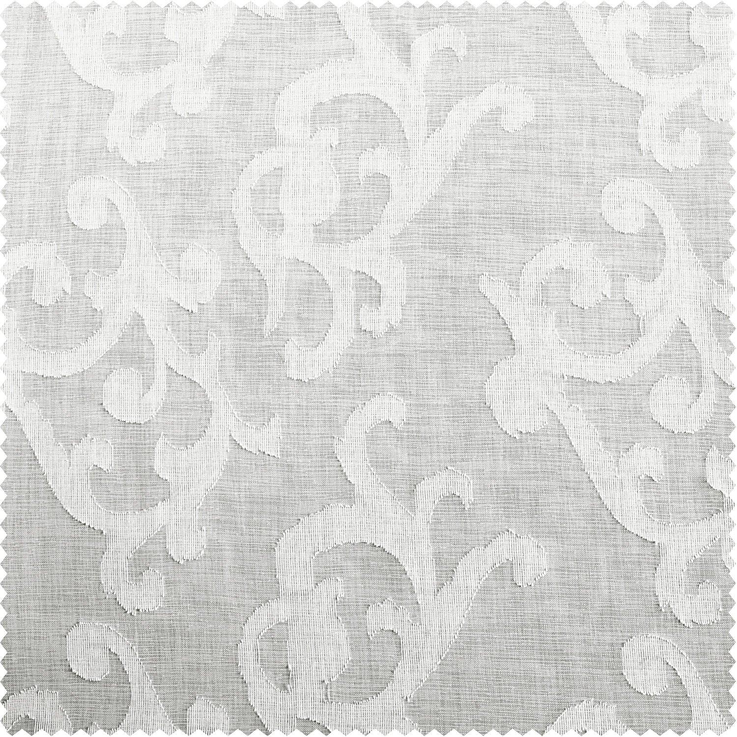 Paris Scroll Floral Patterned Faux Linen Sheer Curtain
