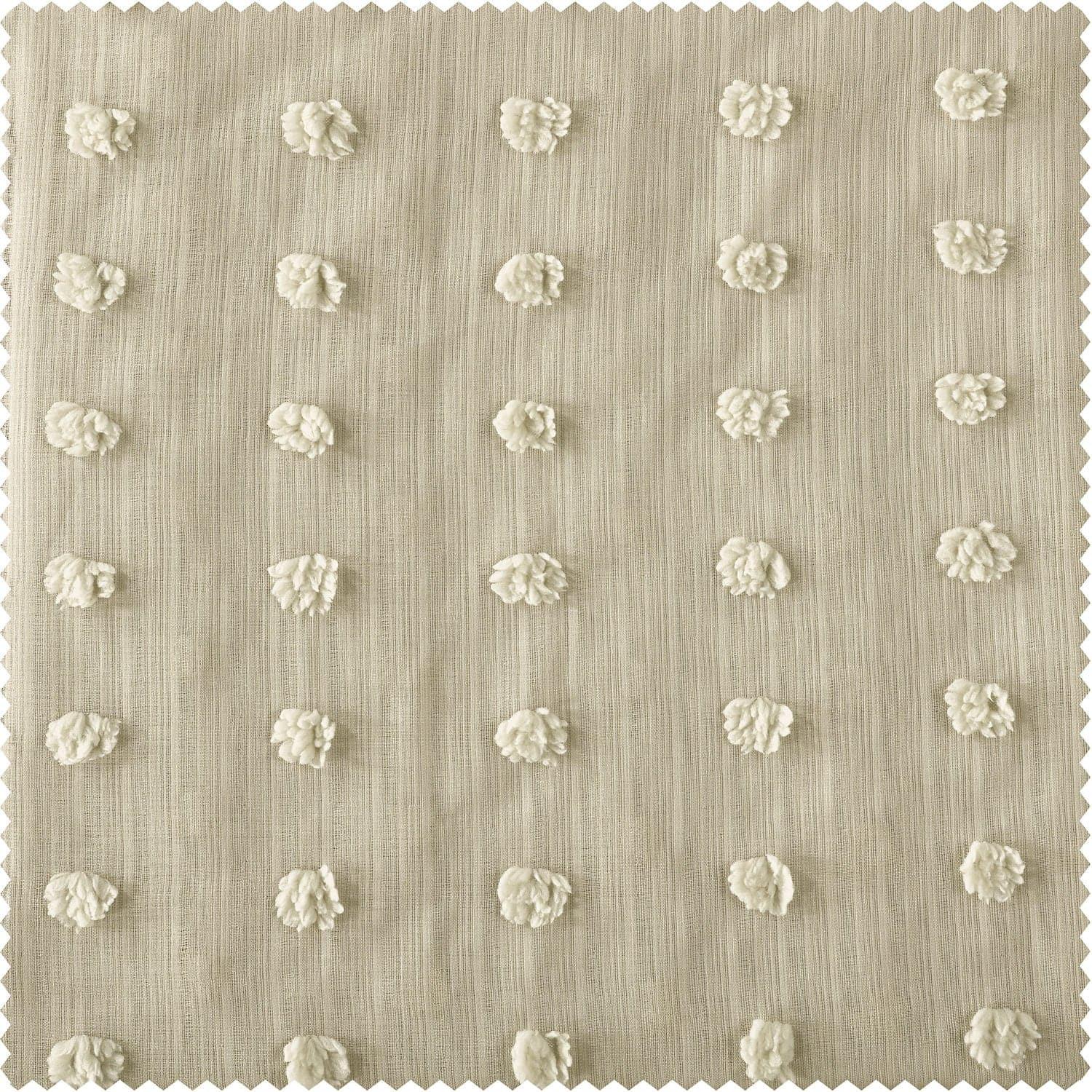 Strasbourg Dot Beige Geometric Patterned Faux Linen Sheer Curtain