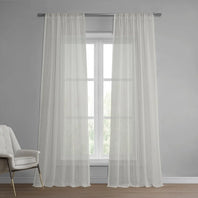 Bordeaux Striped Patterned Faux Linen Sheer Curtain - HalfPriceDrapes.com