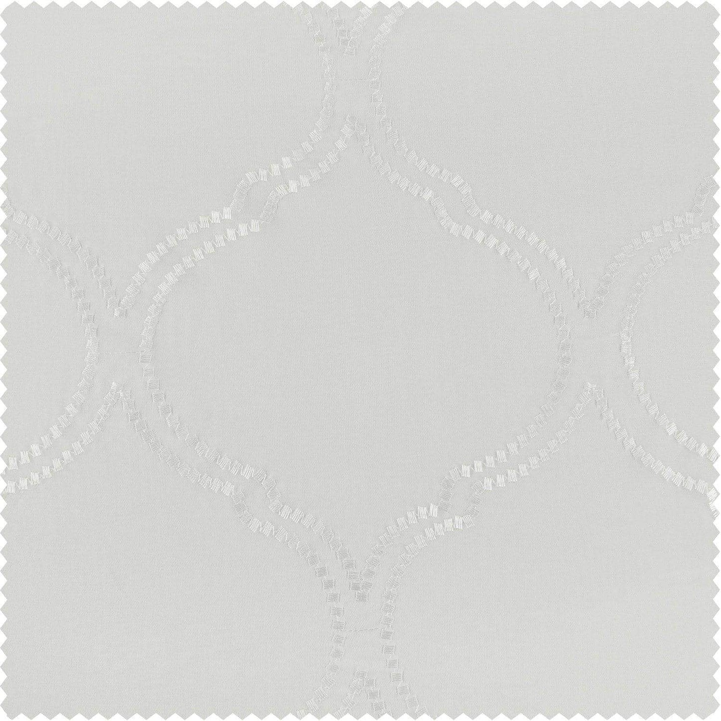 Florentina White Embroidered Polyester Swatch - HalfPriceDrapes.com