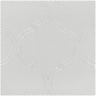 Florentina White Embroidered Polyester Swatch - HalfPriceDrapes.com