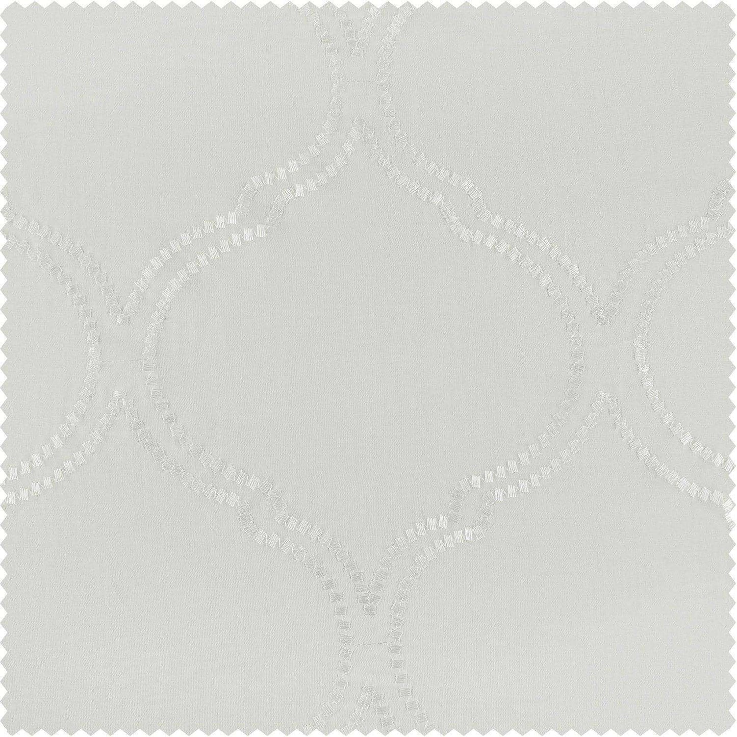 Florentina White Embroidered Polyester Swatch - HalfPriceDrapes.com