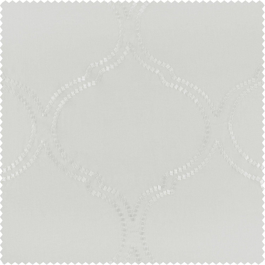 Florentina White Embroidered Polyester Swatch - HalfPriceDrapes.com