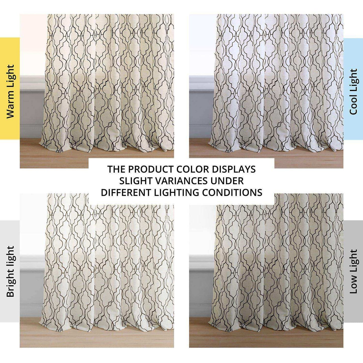 Saida Chocolate Embroidered Patterned Faux Linen Sheer Curtain - HalfPriceDrapes.com