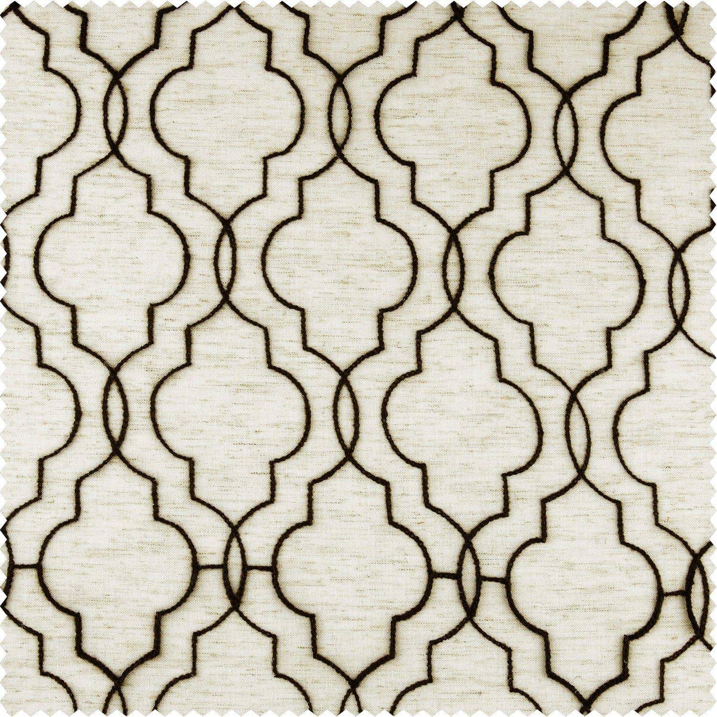 Saida Chocolate Embroidered Faux Linen Swatch - HalfPriceDrapes.com