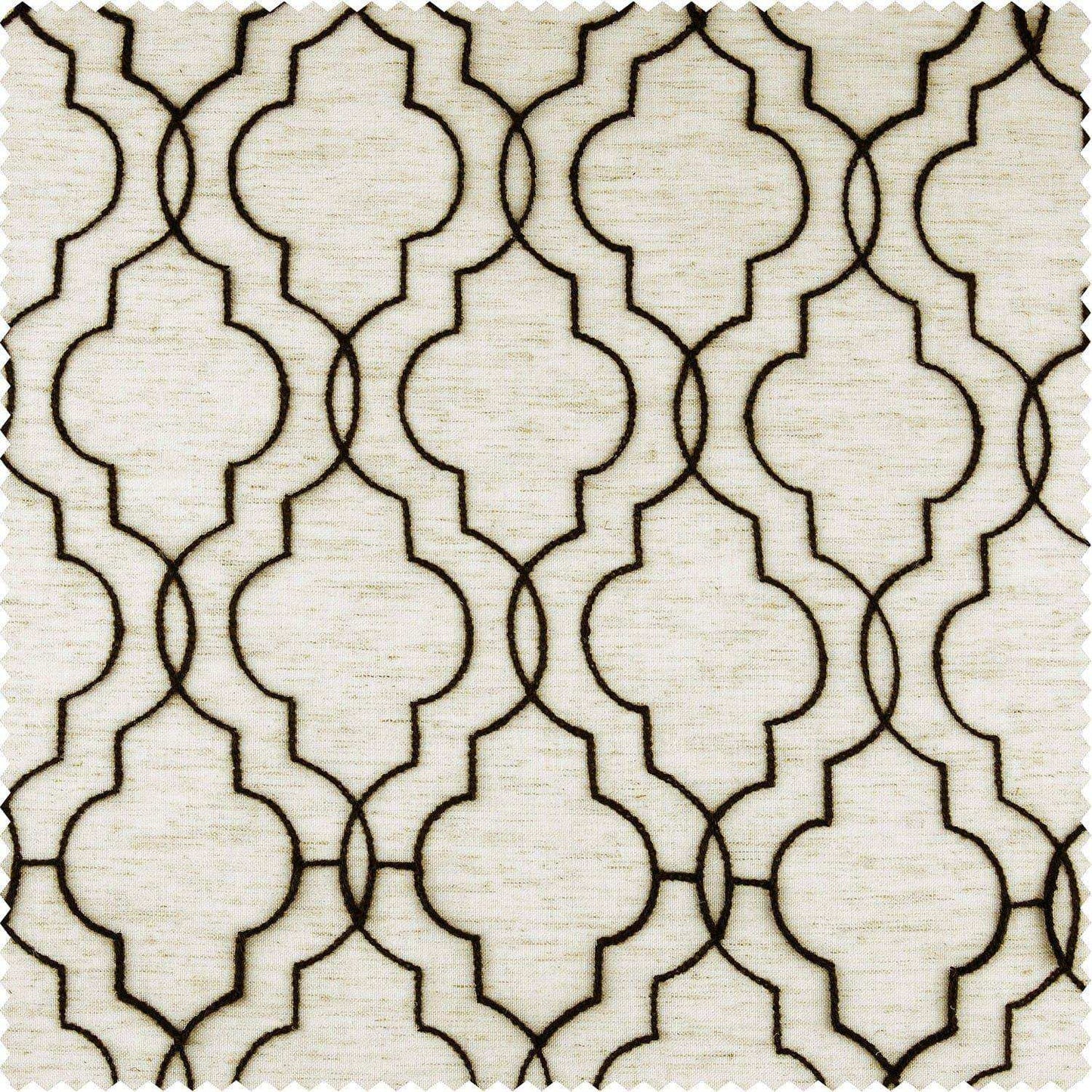 Saida Chocolate Embroidered Faux Linen Swatch - HalfPriceDrapes.com