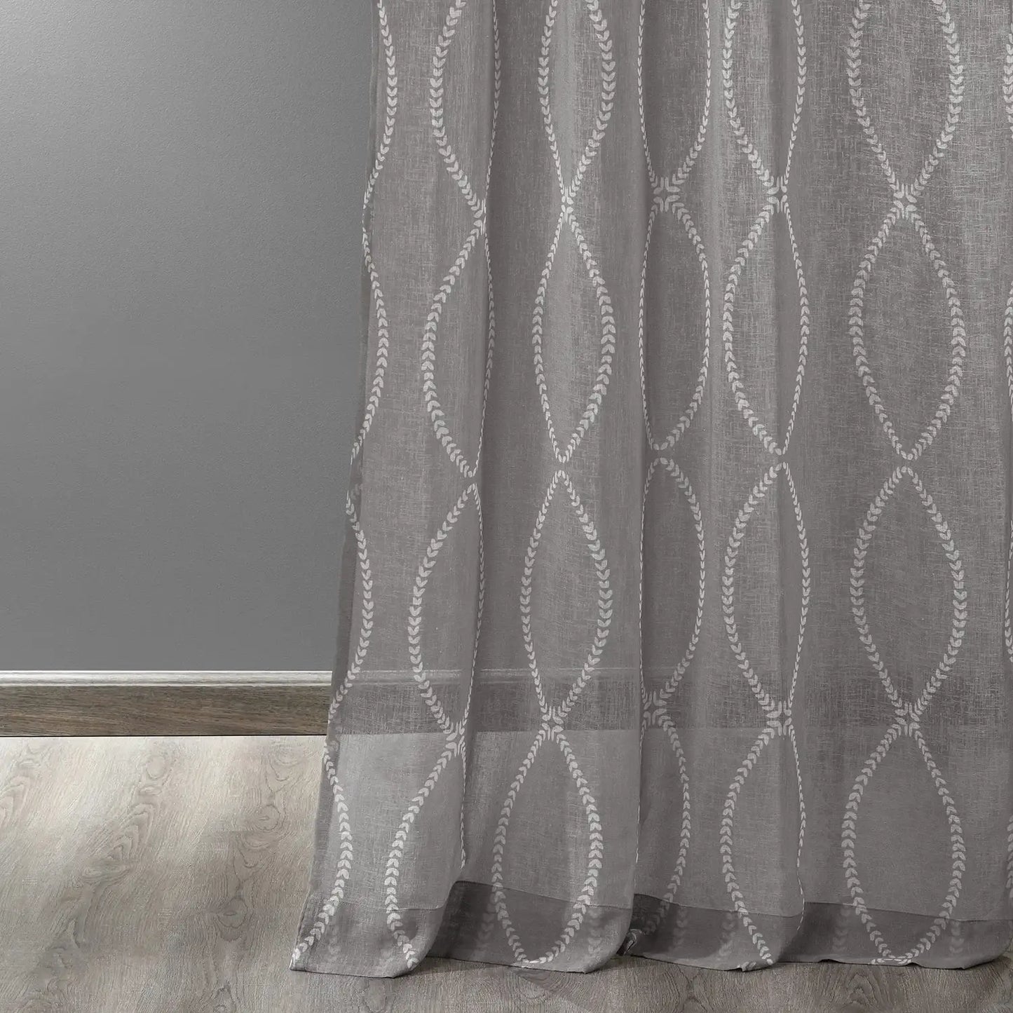 Grecian Grey Geometric Printed Sheer Custom Curtain